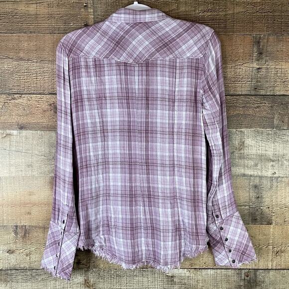 William Rast Mercer Tartan Plaid Shirt in Violet Ice Fine Lux Size Small - Picture 8 of 11